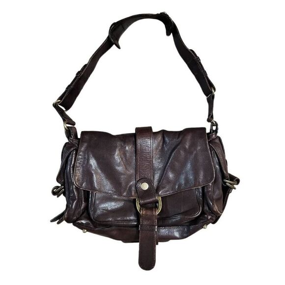 Kooba Vintage 90's-y2k dark brown leather shoulder bag tote saddle